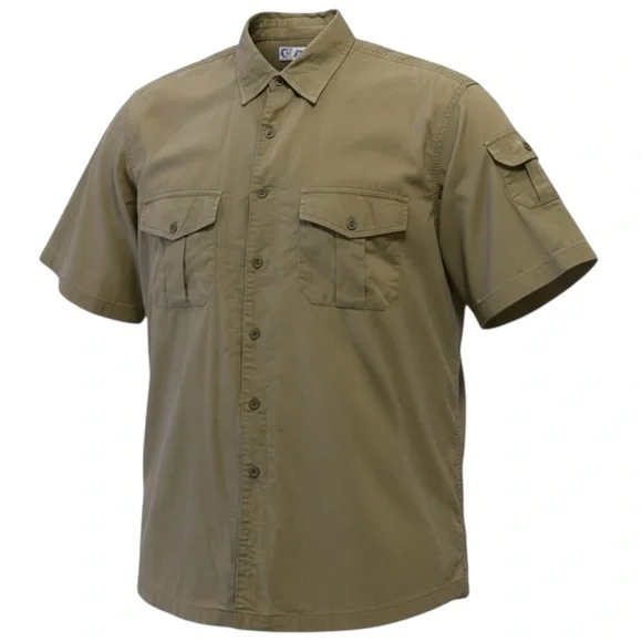 VTG 90’s Y2K Khaki Cargo Military Shirt L Tall Button Up Oversized Streetwear - Picture 2 of 9